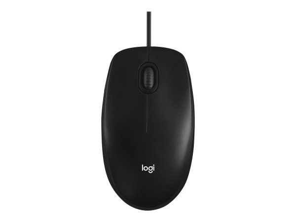 Logitech M100, USB Maus, 3 Tasten, kabelgebunden, Schwarz