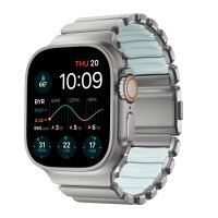 Nomad Stratos Titanium Armband für Apple Watch, (Series 1/2/3) 42/44/45/46/49mm Silber/Eisblau