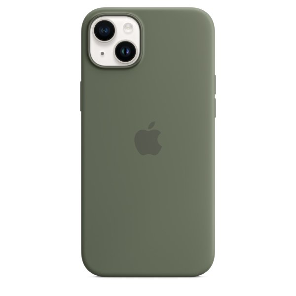 iPhone 14 Plus Silikon Case mit MagSafe - Oliv