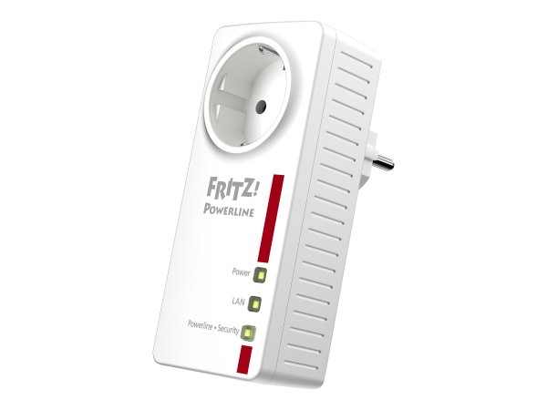 AVM FRITZ!Powerline 1220E, Bridge, LAN Adapter, 2-Port, Weiß/Rot