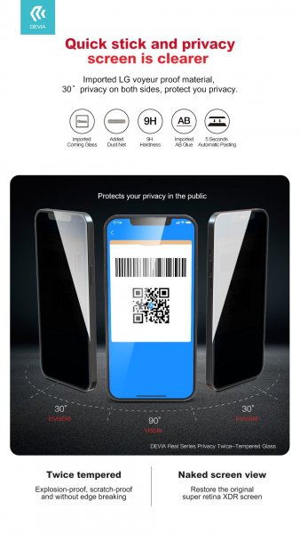 Devia Privacy Tempered Glass