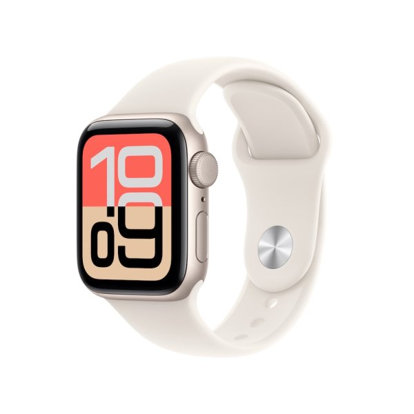 Apple Watch SE 3, [Platzhalter1] Aluminiumgehäuse Polarstern, Sportarmband Polarstern, [Platzhalter2