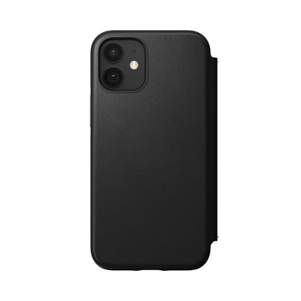 Nomad Modern Leder Folio Case mit MagSafe für iPhone 12 Mini, Schwarz