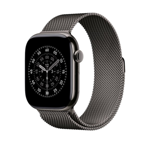 Apple Milanaise Armband für Apple Watch 46mm, Schiefer, S/M (130-180 mm Umfang)