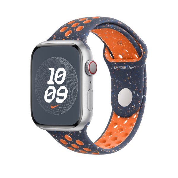 Apple Nike Sportarmband für Apple Watch 45 mm, Blue Flame, S/M (130-180 mm Umfang)