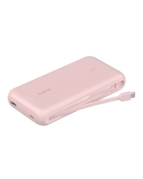 Belkin Powerbank mit integriertem USB-C Kabel, 20000mAh, 2x USB-C, Pink