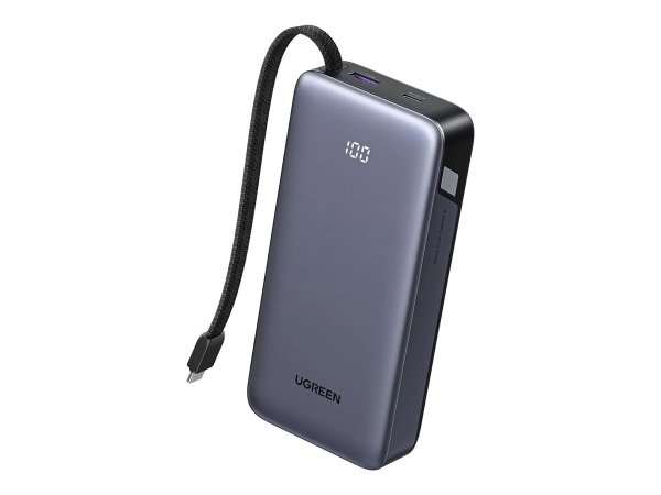 UGREEN Nexode  PB536 20.000mAh 45W Powerbank 1x USB-A 1x USB-C 1x integrierters USB-C Kabel LED Airl