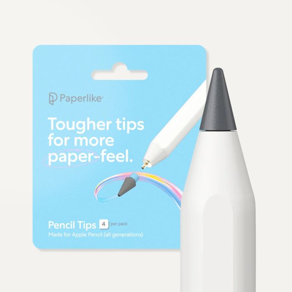 Paperlike Pencil Tips, Ersatzspitzen für Apple Pencil, Grau, 4er Pack
