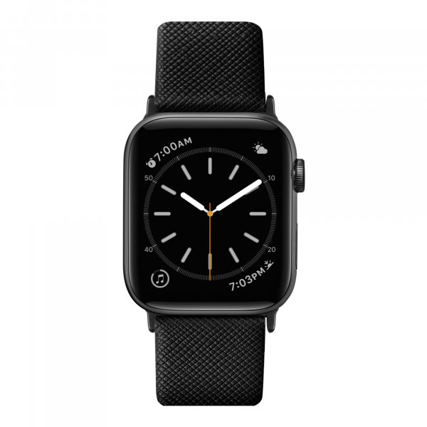 LAUT Prestige Watch Strap, Lederarmband für Apple Watch 42/44/45 mm, Schwarz