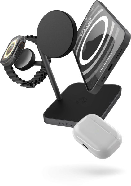 Zens Aluminium Series Magnetic Wireless Qi2 Charger Pro 3 (3-in-1), 45W, Schwarz