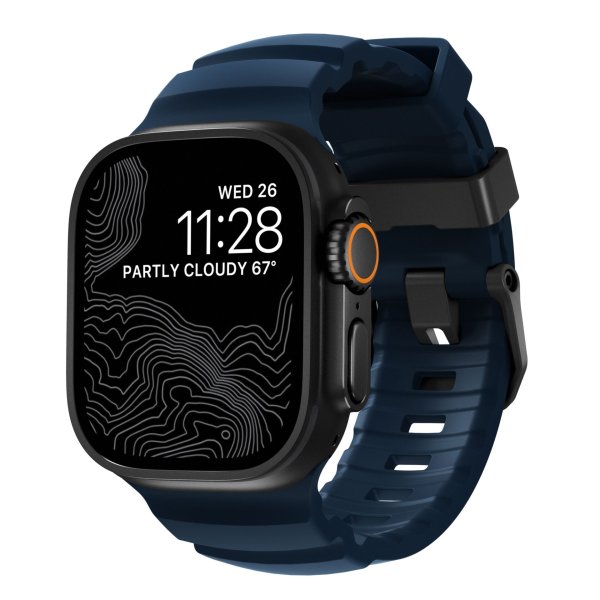 Nomad Rocky Point Armband für Apple Watch 42 (Series 1/2/3)/44/45/46/49mm, Dunkelblau/Schwarz