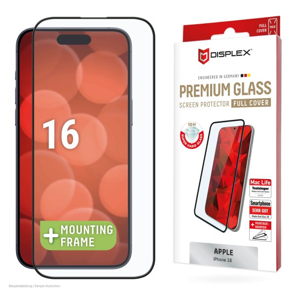 Displex Premium Glass Full Cover, Displayschutzglas für Apple iPhone 16/15, Clear