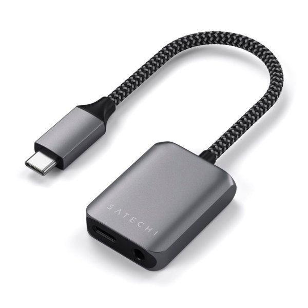 Satechi USB-C to 3.5mm Audio & PD Adapter space gray