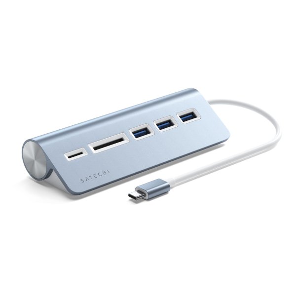 Satechi Type-C Aluminum USB Hub & Card Reader blue