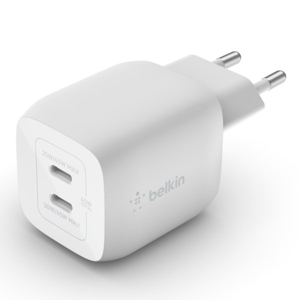 Belkin GaN Power Adapter, 45W, 2x USB-C, Schwarz