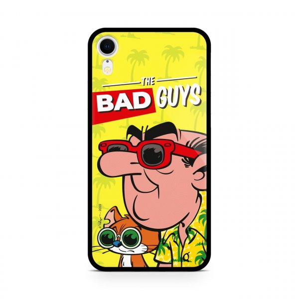 ERT Premium Glas Case für iPhone Xr, Die Schlümpfe 002 (The bad guys), Gelb