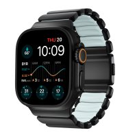 Nomad Stratos Titanium Armband für Apple Watch, (Series 1/2/3) 42/44/45/46/49mm Schwarz/Eisblau