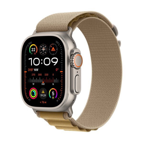 Apple Watch Ultra 2  GPS + Cellular, 49mm Natur, Alpine Loop Mandel, Medium (145-190 mm Umfang)