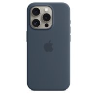 Apple iPhone 15 Pro Silikon Case mit MagSafe Sturmblau