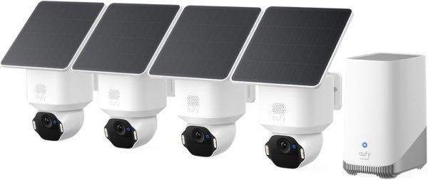 eufy SoloCam E42 (4-Cam Kit), 4K Überwachungskamera für außen, HomeBase S380, Weiß