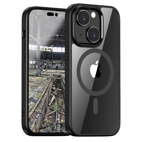 JT Berlin Back Case Pankow Hybrid Magsafe für Apple iPhone 15, Transparent/Schwarz