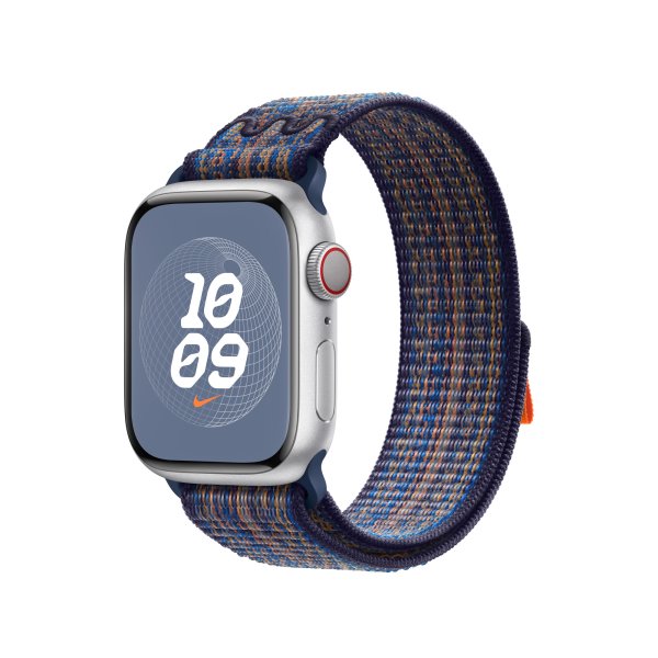 Apple Nike Sport Loop Armband für Apple Watch 41 mm, Game Royal/Orange