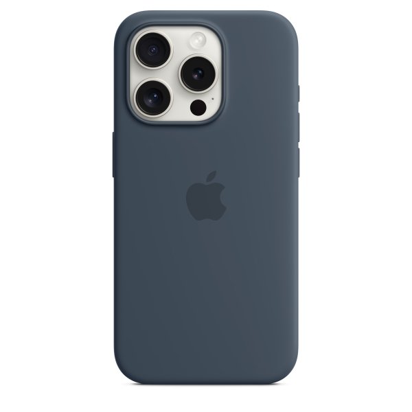 Apple iPhone 15 Pro Silikon Case mit MagSafe, Sturmblau