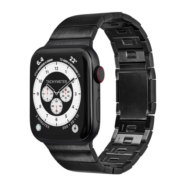 LAUT Links 2.0 Gliederarmband aus hochwertigem Edelstahl für Apple Watch 42/44/45/49mm, Schwarz