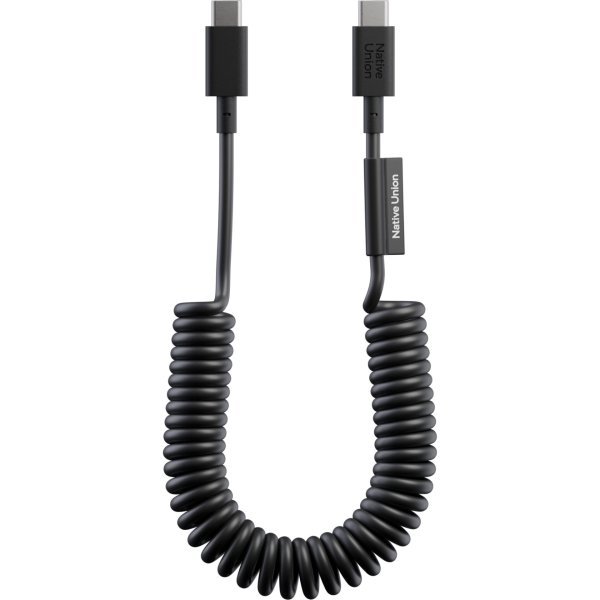 Native Union Pop USB-C auf USB-C Spiralkabel, 60W, 1,2m, Schwarz
