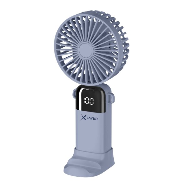 XLayer Handventlilator mit Smartphonehalterung, wiederaufladbar, Blau