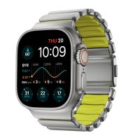 Nomad Stratos Titanium Armband für Apple Watch, (Series 1/2/3) 42/44/45/46/49mm Silber/Gelb