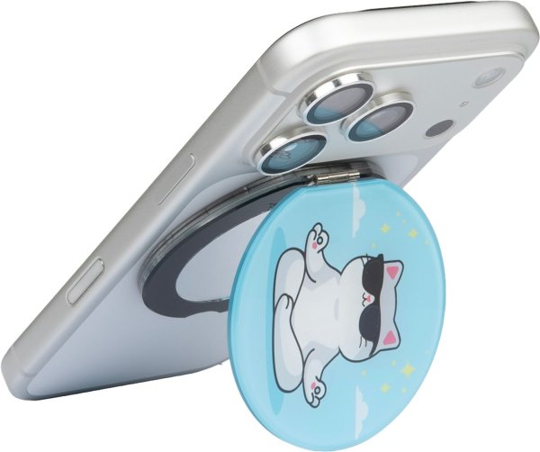 LAUT MAGMOJI Mirror Stand, MagSafe Ring mit Spiegel-Stand für Apple iPhone, Cat Stay Calm