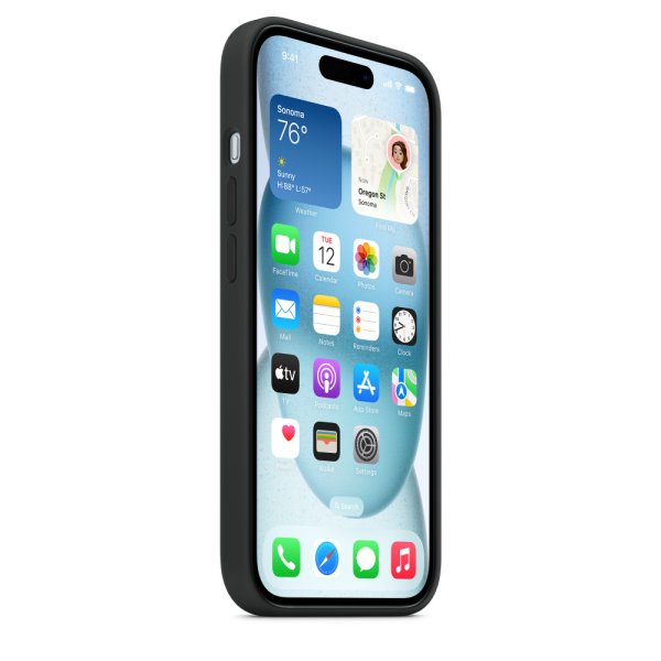 Apple iPhone 15 Silikon Case mit MagSafe, Schwarz