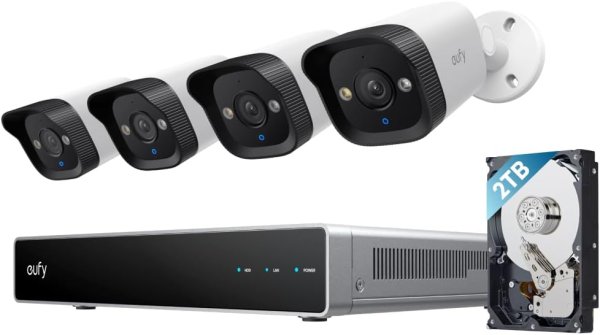 eufy PoE NVR Security System E40, 4× 4K 8MP Bullet-Kameras, PoE IP-Kamera, verkabelte Außenkameras, 
