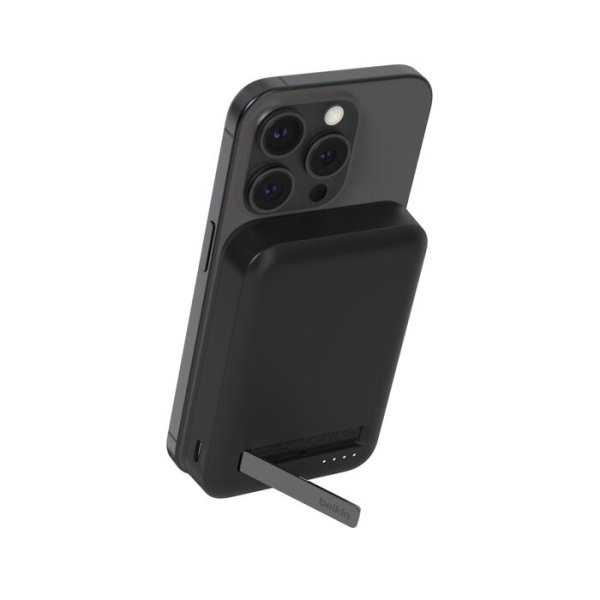 Belkin magnetische Powerbank mit QI2, 8000mAh, integrierter Ständer, Schwarz