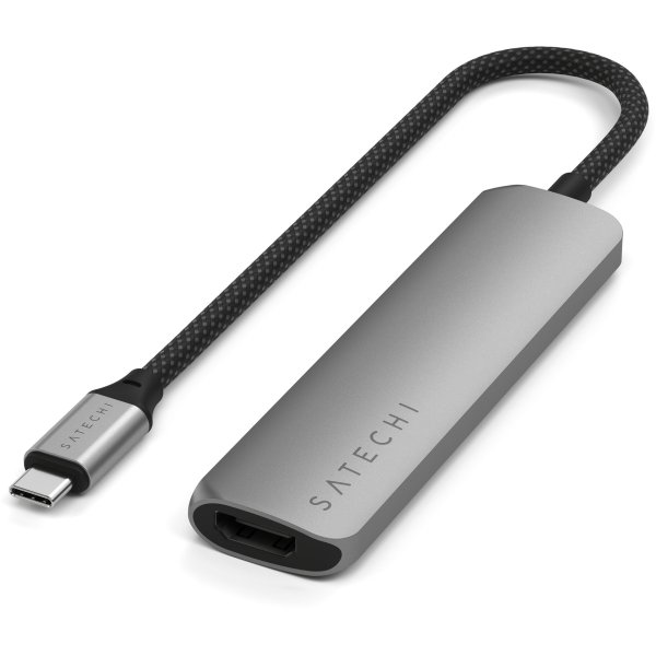 Satechi USB-C Slim Multi-Port Hub (4 in 1 Adapter), Space Grau