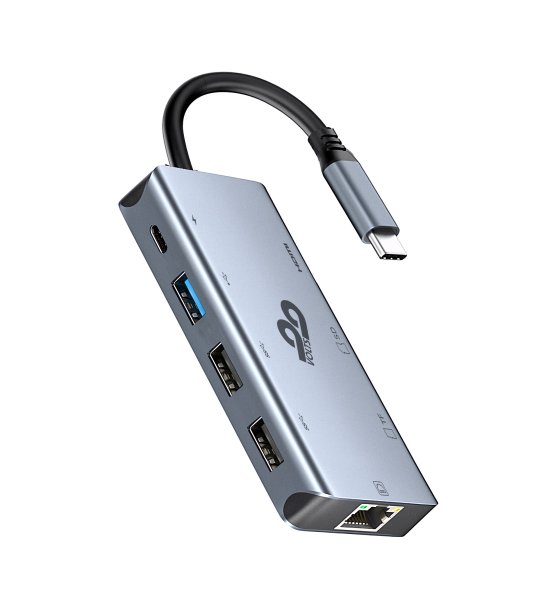 99VOLTS USB-C Hub (8 in 1 Adapter), Silber