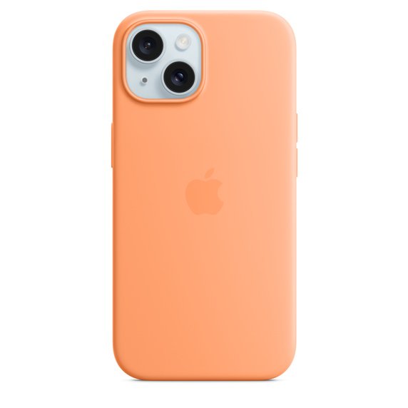 Apple iPhone 15 Silikon Case mit MagSafe, Sorbet Orange