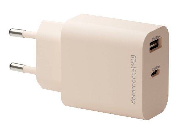 EU Wall Netzteil, USB-C 20 W + USB-A 18W Beige