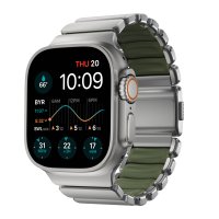 Nomad Stratos Titanium Armband für Apple Watch, (Series 1/2/3) 42/44/45/46/49mm Silber/Grün